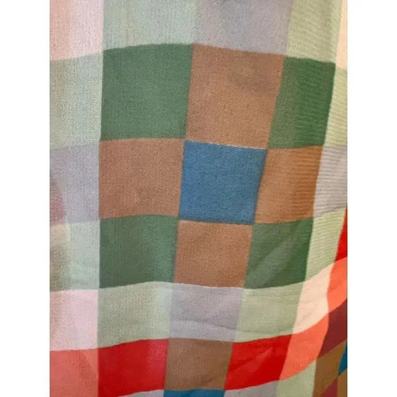 TRAMP buttonup sheer colorful checkerboard sleeveless shirt size m - Picture 3 of 9